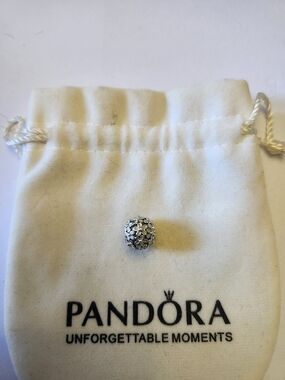Retired Pandora White Enamel Daisies Silver Clip Charm